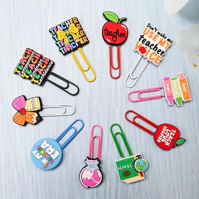 30 PCS Teacher Paper Clips Metal Paperclip Large Size Paper Clip Cute Bookmark - Image 4