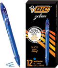BIC Gelocity Quick Dry Blue Gel Pens, Medium Point, 12-Count Pack, Retractable by BIC
