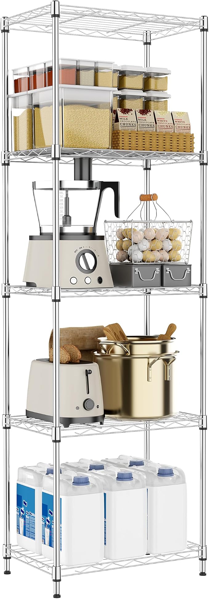 M MZG 5 Tiers Shelf Metal Storage Shelves Wire Rack Closet Organizers by MEIGAOPLASTICANDMETALHKCOLIMITED