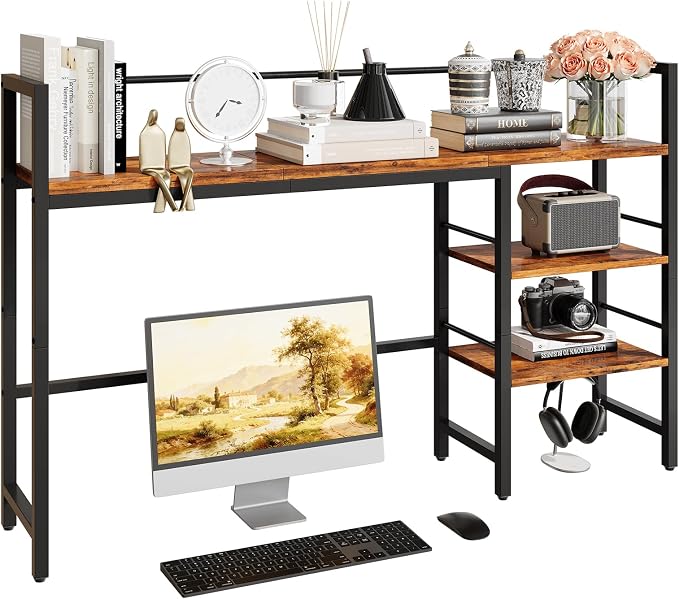 HavenlyYouth Desk Shelf, 45.4 Inch Wood Desk Organizer Shelf by HAVENLYYOUTH
