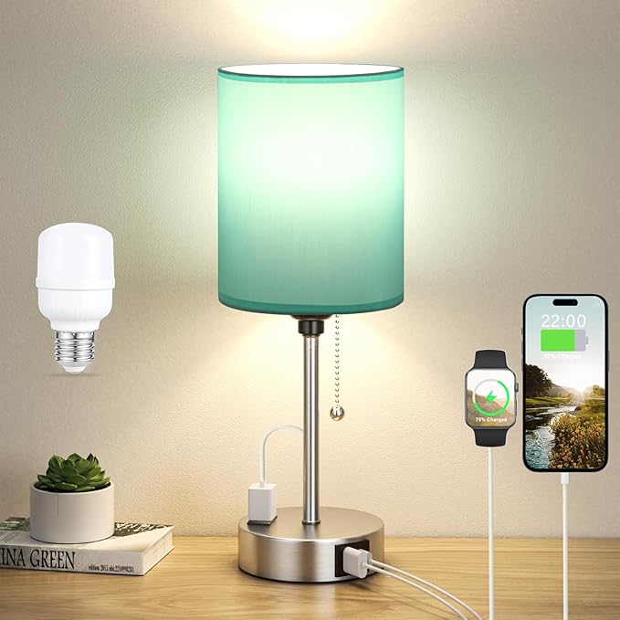 Dicoool Teal Bedside Lamp for Nightstand by DicooolDirect