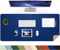 AFIING Cork Desk Mat, Sapphire Blue, 35.4" x 17" | Natural Cork & PU Leather by AFIING
