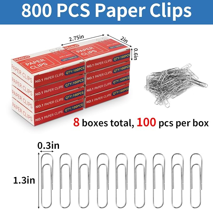800 Pcs Medium Paper Clips, #1 Smooth Paperclips - Image 2
