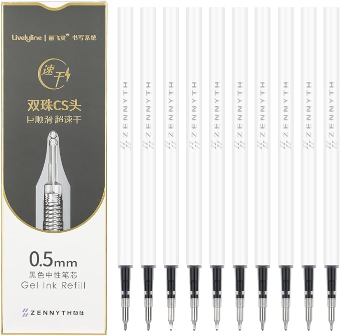 Ddaowanx 10 Pieces Gel Ink Pen Refills, Fine Point 0.5mm Tip Smooth Writing by Ddaowanx