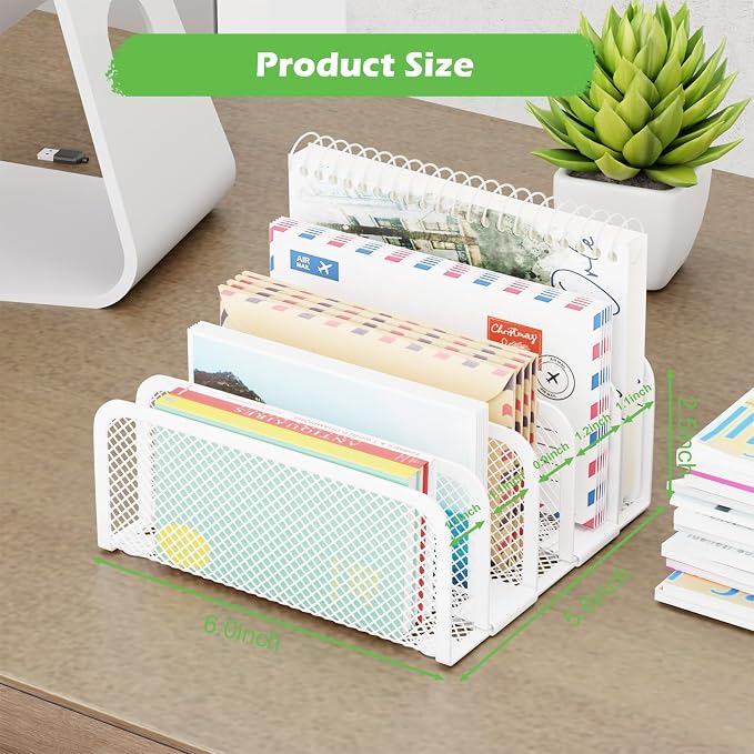 Mail Organizer Countertop, Metal File Holder - Image 2