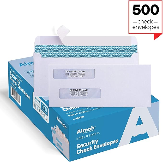 Aimoh #8 Double Window Self Seal Security Envelopes - Image 2