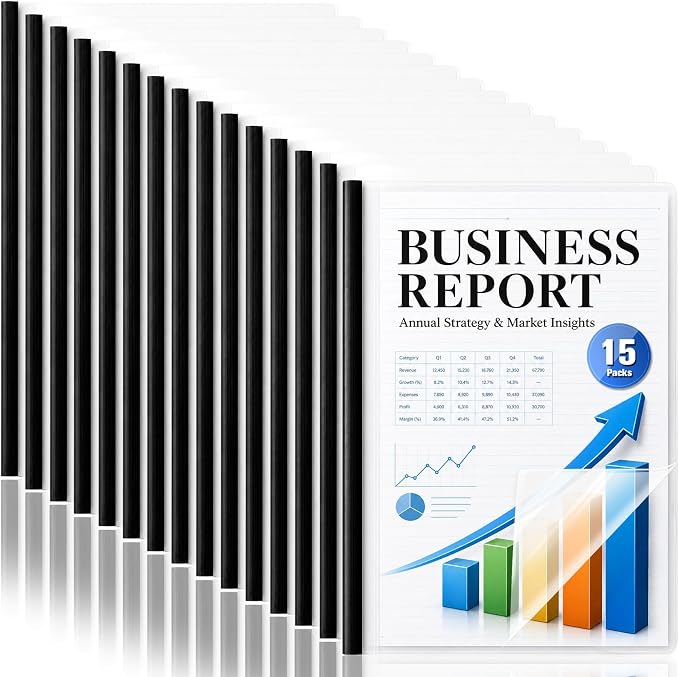 Report Covers with Sliding Bar 15 Packs Clear Report Covers Presentation Folders by ysuwekslu