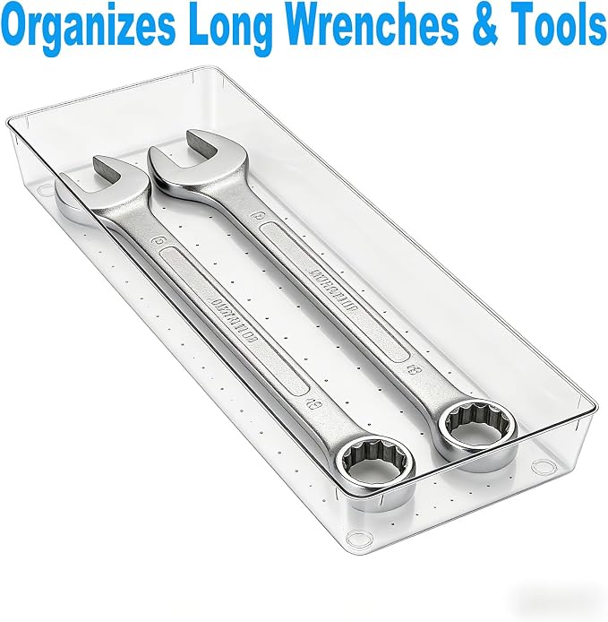 14 Pcs Clear Plastic Drawer Organizer Tray - Image 8