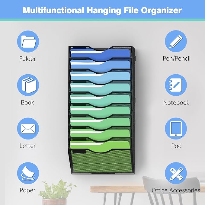 Kuntine.B Wall File Organizer Office Hanging Magazine Holder Wall File Organizer - Image 4