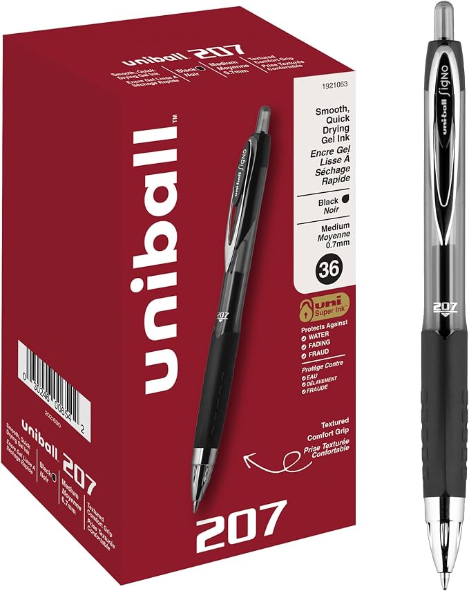 Uni-Ball 207 Retractable Gel Pens, Medium Point by uni-ball