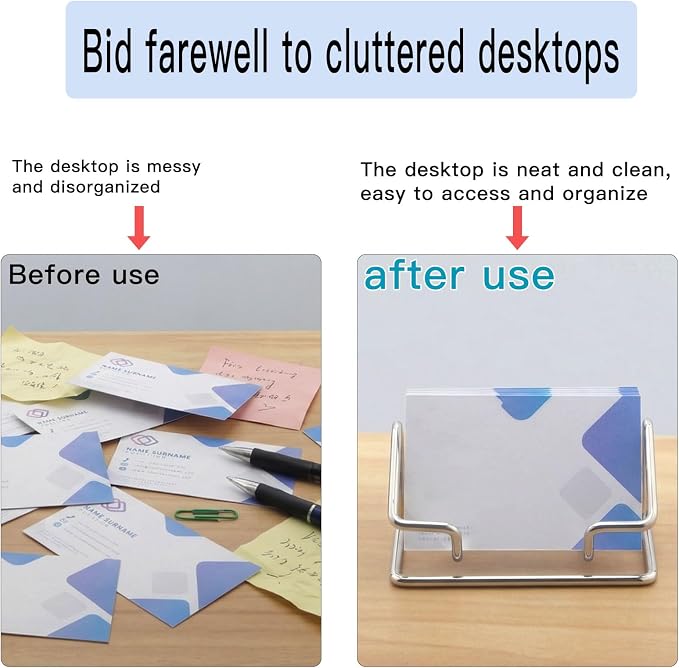 2 Pack Minimalist Metal Business Card Holder, Simple Wire Frame Desktop - Image 5