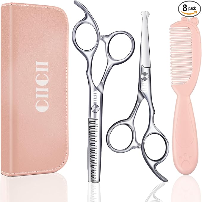 CIICII Kids Hair Cutting Scissors Shears Kit, Safety Round Tip Barber Haircut by CIICII