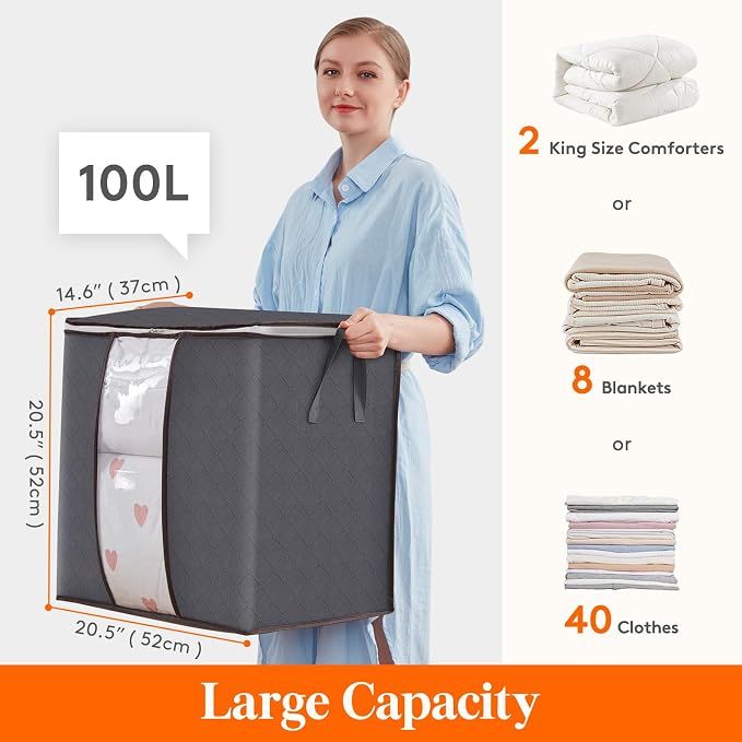 Lifewit 6 Pack 100L Clothes Storage Bins - Image 2