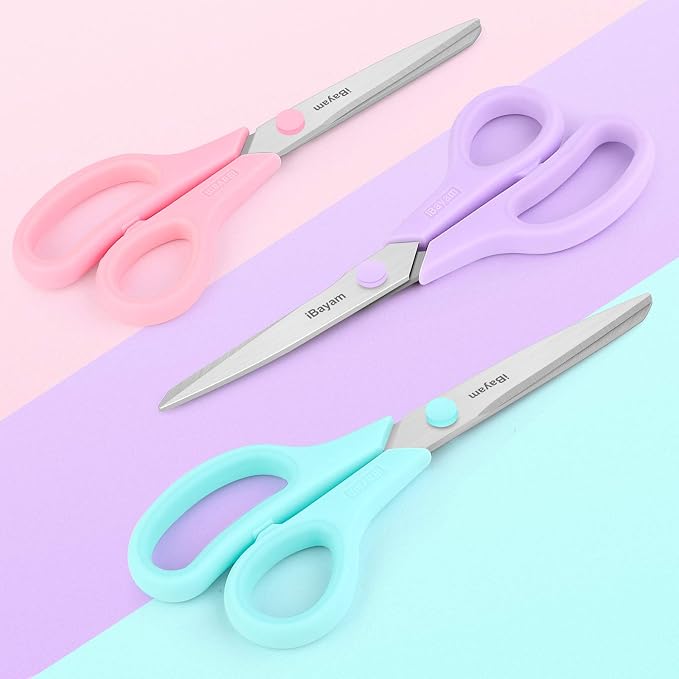 iBayam 8.5" Scissors All Purpose, 2.5mm Sharp Blade, 3 Cute School Office | - Image 2