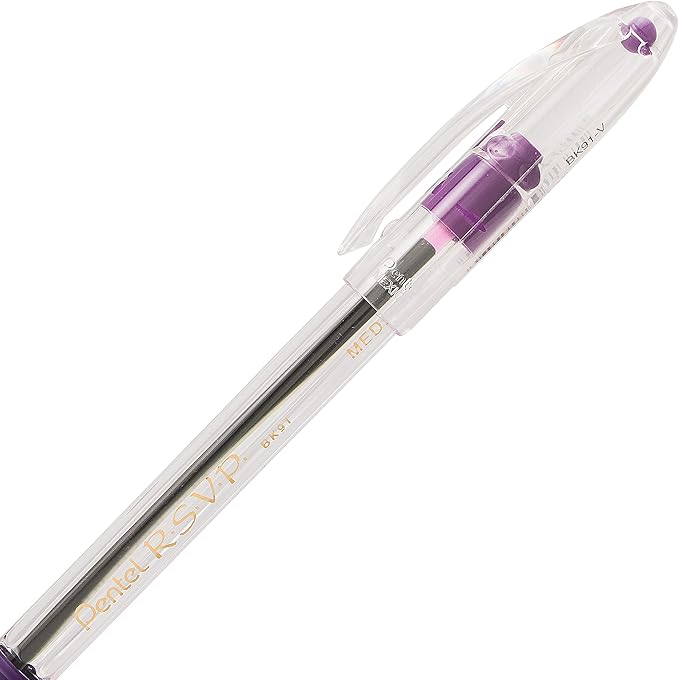 Pentel RSVP Ballpoint Pen, Medium Line, Violet Ink - Image 3