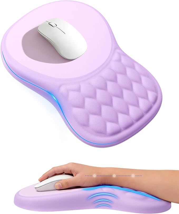 Ergonomic Mouse Pad with Wrist Rest, Slope Design Memory Foam Support, Smooth by PVIPCZ