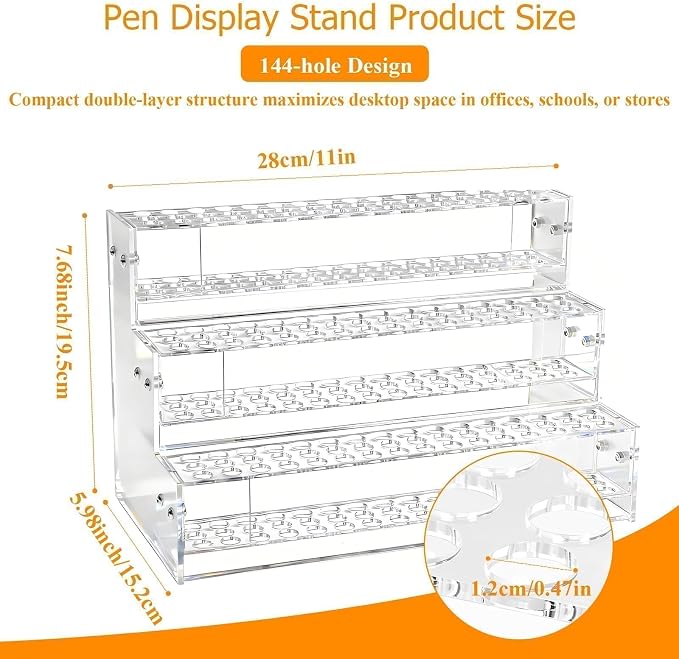 144-Slots Pen Holder for Craft Shows, 3-Tier Acrylic Pen Display Stand Holders - Image 2