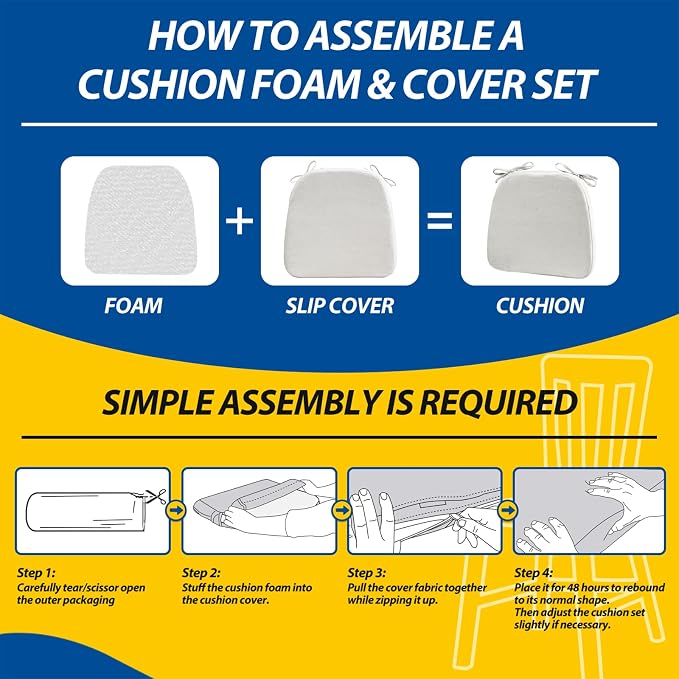 AAAAAcessories D-Shaped Chair Cushions, Machine-Washable Cover, Natural Linen - Image 9