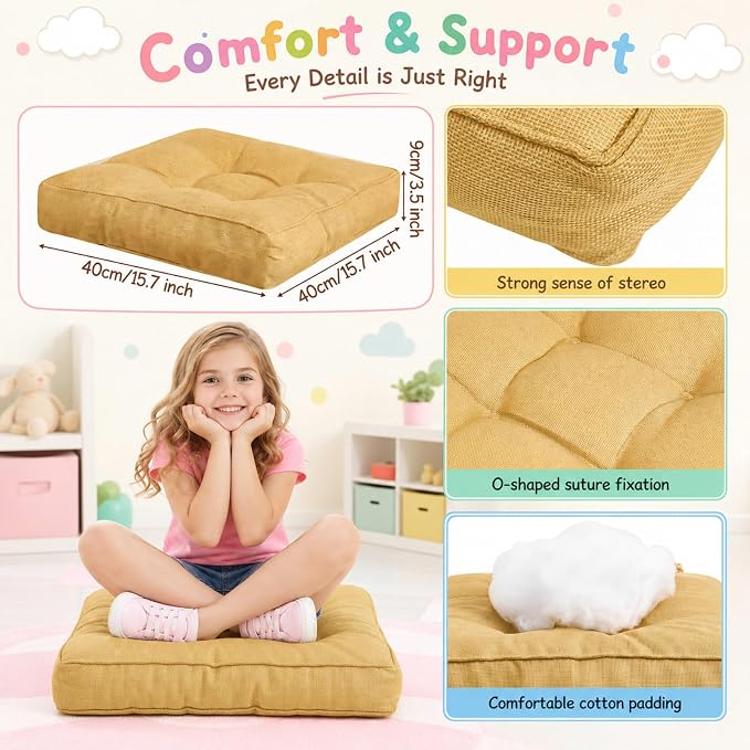 Juexica 8 Pcs Floor Cushions for Kids Floor Pillows Flexible Seating Cushions - Image 2