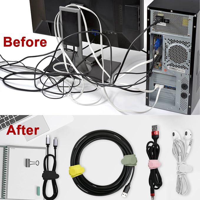 50Pcs Silicone Cable Ties Cord Organizer - Image 5