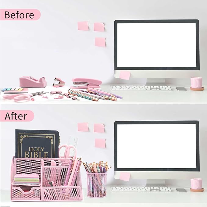 Pink Desk Organizers and Accessories, - Image 3
