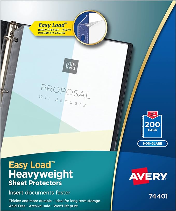Avery Clear Heavyweight Sheet Protectors, Easy Load, 200 Document Protectors by Avery