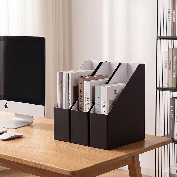 EXYGLO 6 Pack Black Magazine File Holder, Cardboard Magazine Rack - Image 6