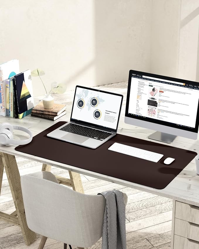 YSAGi Non-Slip Leather Desk Pad L Size, Waterproof Laptop Computer Desk - Image 2