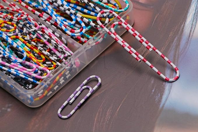 Vinaco Paper Clips Color Stripe, Durable and Rustproof, Vinyl Coated Paperclips - Image 2