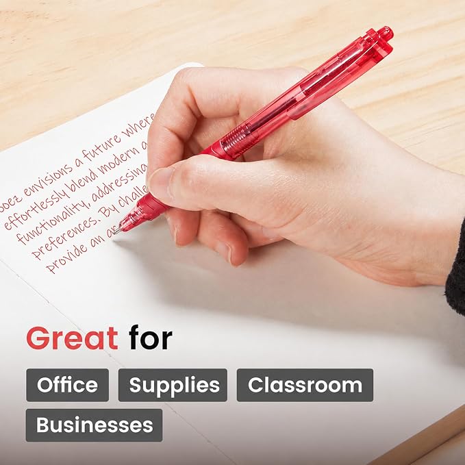 Sooez 40 Pack Bulk Pens Ballpoint, Retractable Red Ink Pens, Smooth Writing Pens - Image 6