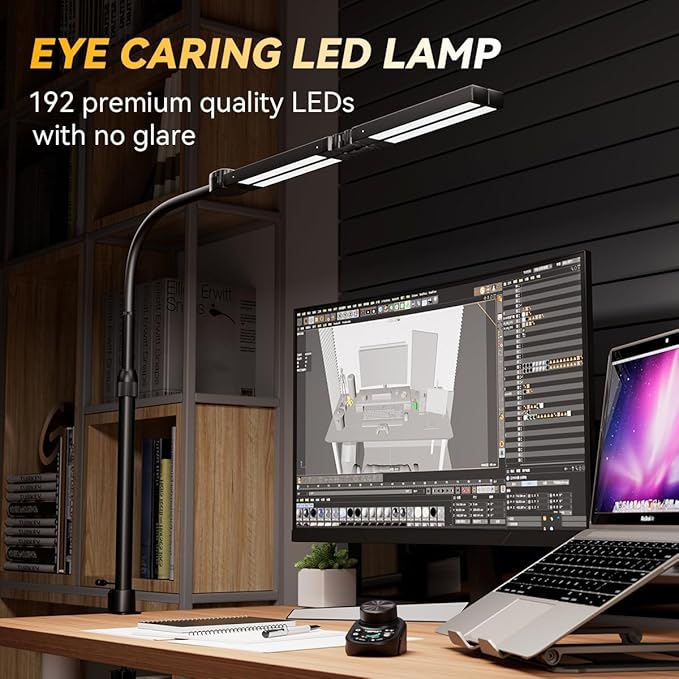 Adjustable LED Desk Lamp with Clamp, 4-Head Eye-Caring CRI95+ Desk Light - Image 4