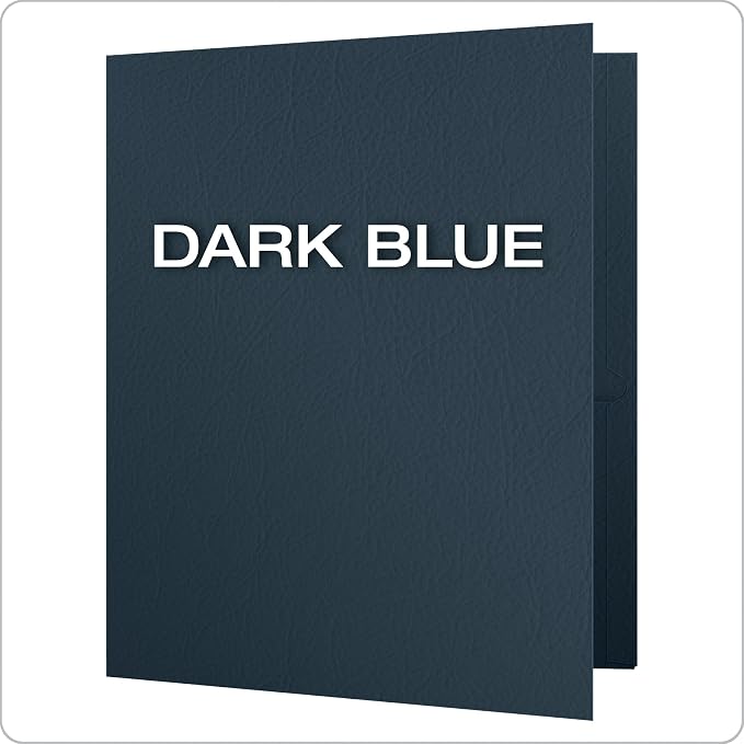 Oxford Twin-Pocket Folders, Textured Paper, Letter Size, Dark Blue, Holds 100 - Image 3
