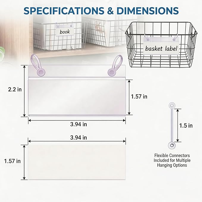Basket Label Holders, ELEMGULY 30PCS Plastic Basket Label Clips - Image 2