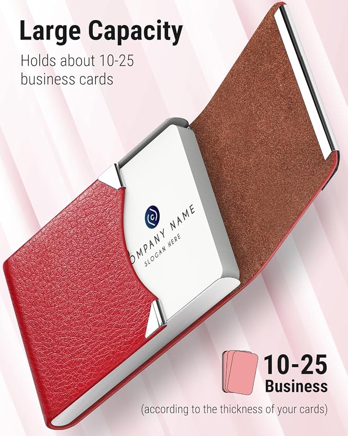 MaxGear Business Card Holder, PU Leather Business Card Case, Magnetic Closure - Image 2