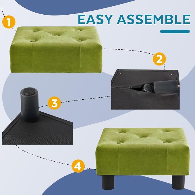 Small Foot Stool Ottoman, Velvet Footstool Ottoman Foot Rest - Image 7