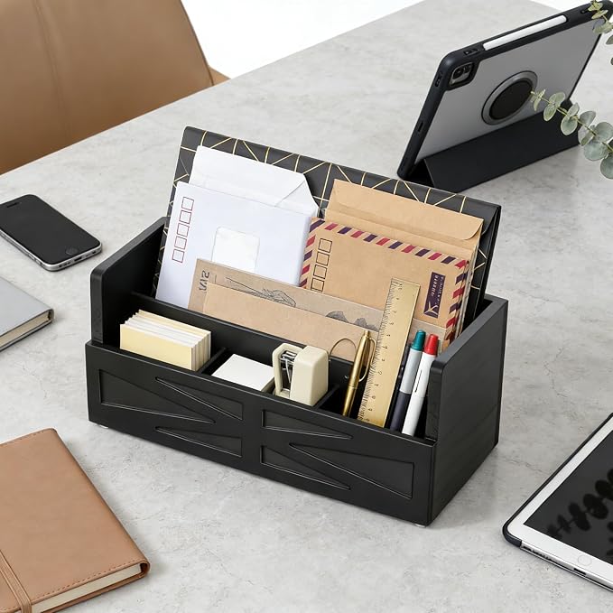 Mail Organizer Countertop, Wood Mail Holder Sorter - Image 2
