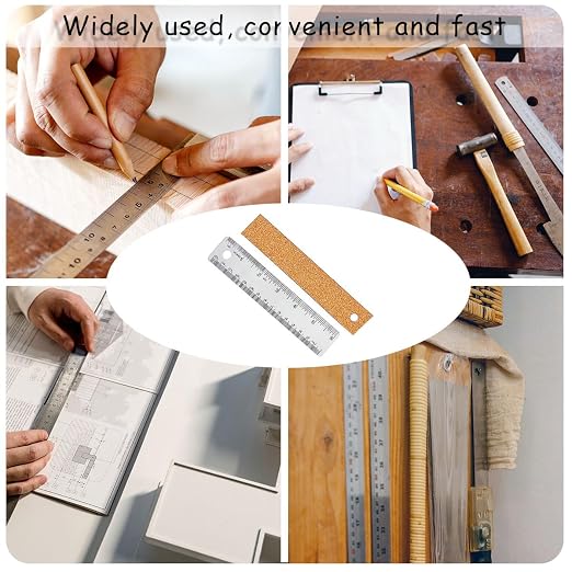 3 Pcs 6 Inch Metal Ruler Stainless Steel Metal Ruler - Image 6