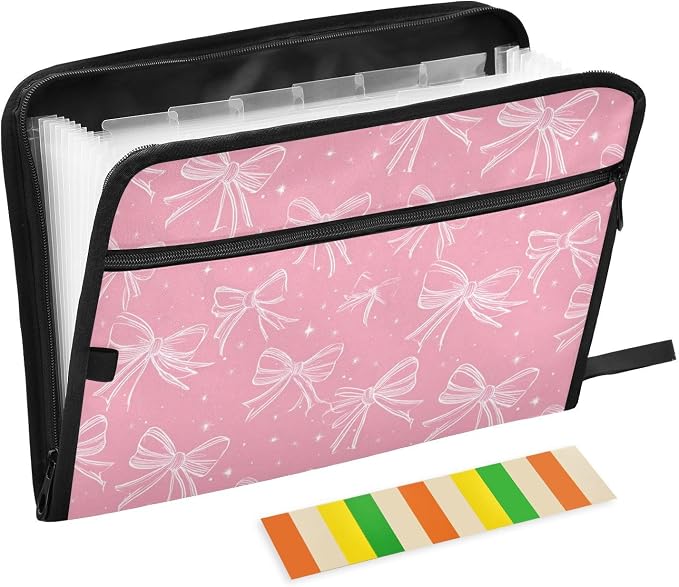 Pink Bows Accordion File Organizer Expanding Document Folder by Unknown