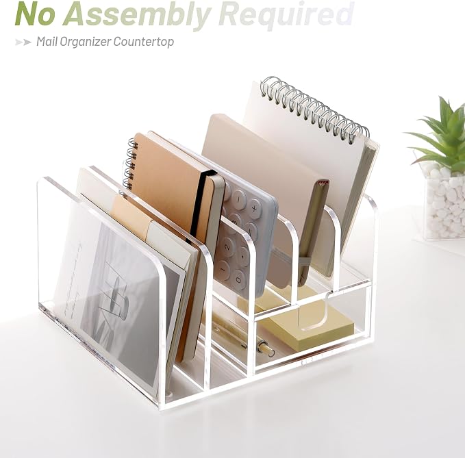 SANRUI Desk Organizers and Accessories, Acrylic Mail Organizer Countertop - Image 8