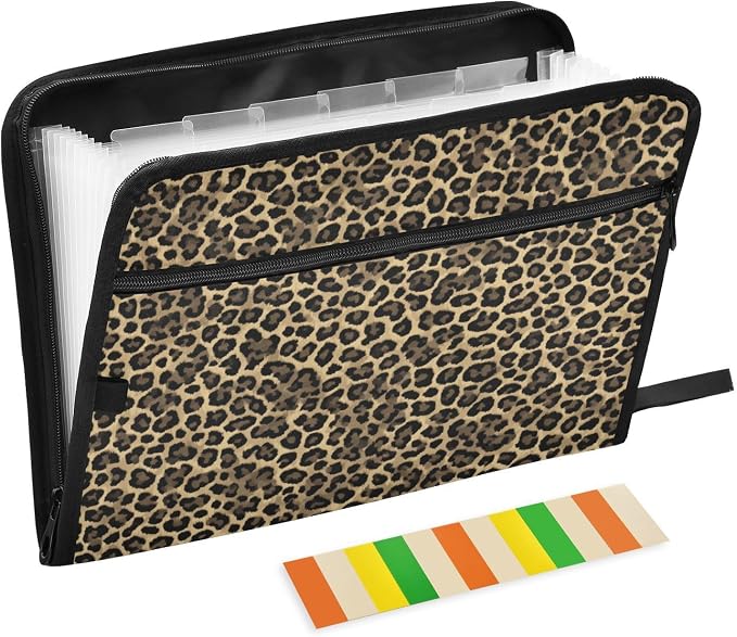 Brown Leopard Print Accordion File Organizer Expanding Document Folder by Unknown