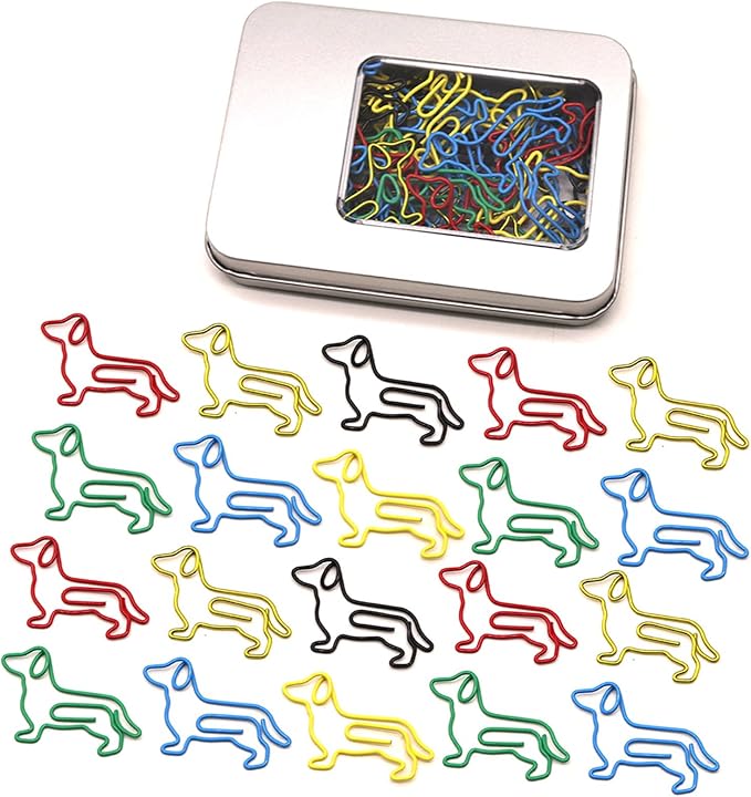 50 Pcs Dachshund Dog Paper Clips – Dachshund Office Supplies, Desk Accessories by NELJIBEHU