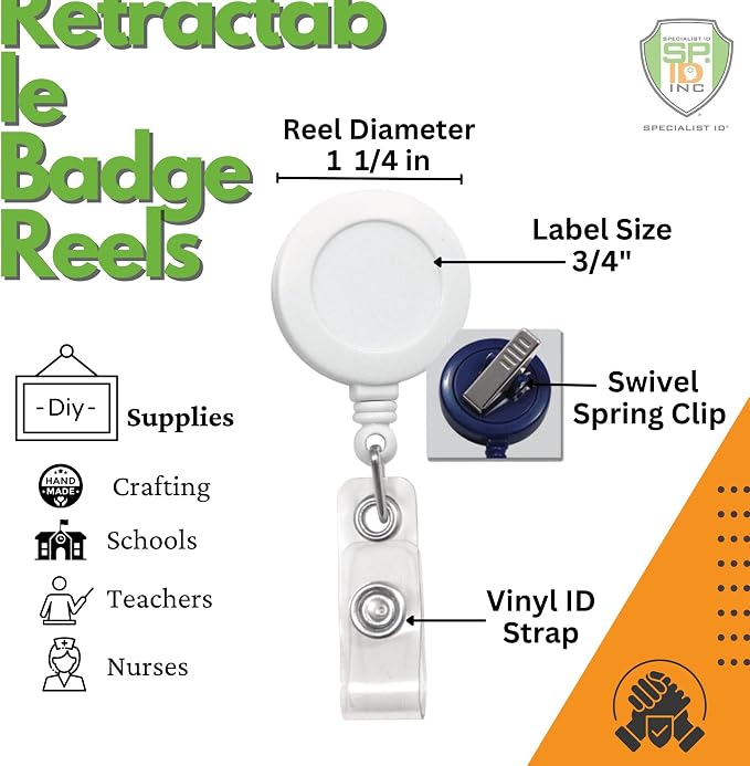 Bulk 100 Pack - Premium Retractable Badge Reels - Image 2