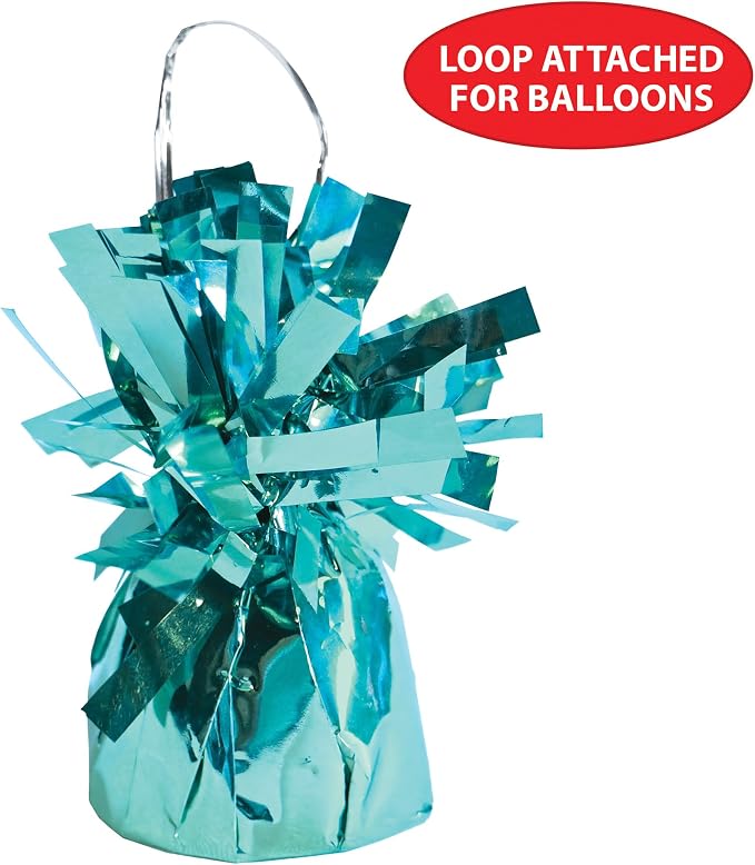 Beistle 50804 12-Piece LB Metallic Wrapped Balloon Weights, Light Blue - Image 6