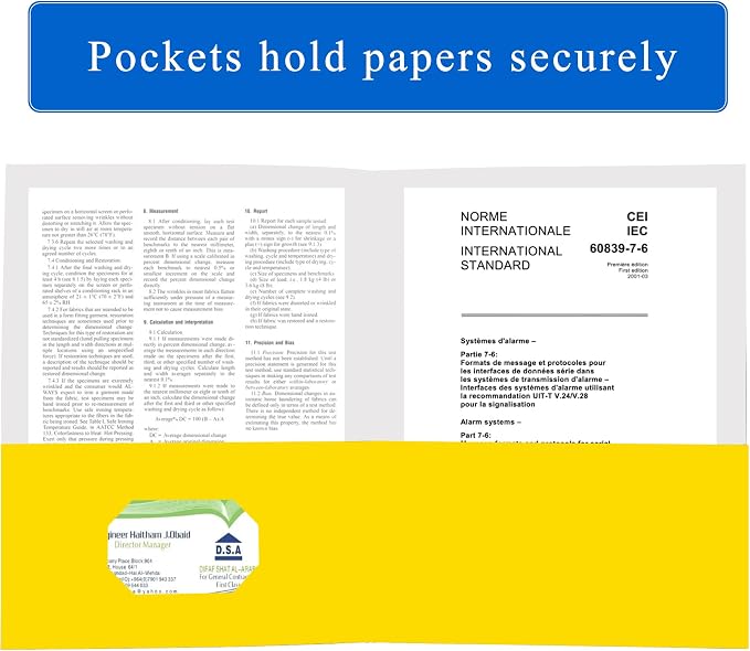 Zzrywuty 50 Packs Yellow Two Pocket File Folders - Image 3