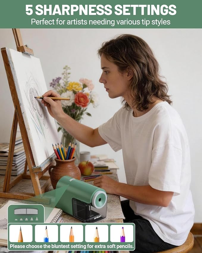 AFMAT Electric Pencil Sharpener, Fully Automatic Pencil Sharpener - Image 4