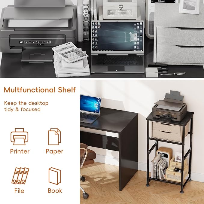 Industrial 3 Tier Printer Stand, Home Printer Wood Table - Image 4