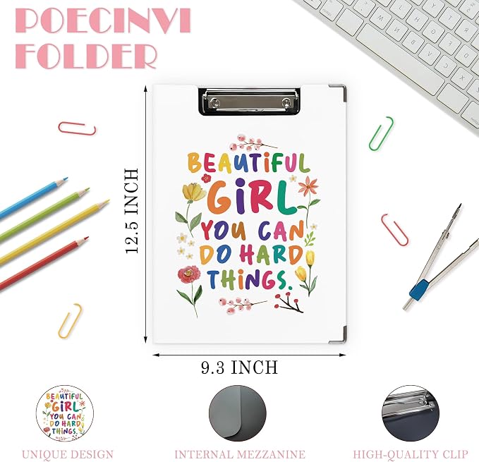 Boho Inspirational Clipboard for Kids, Beautiful Girl You Can Do Hard Things - Image 2