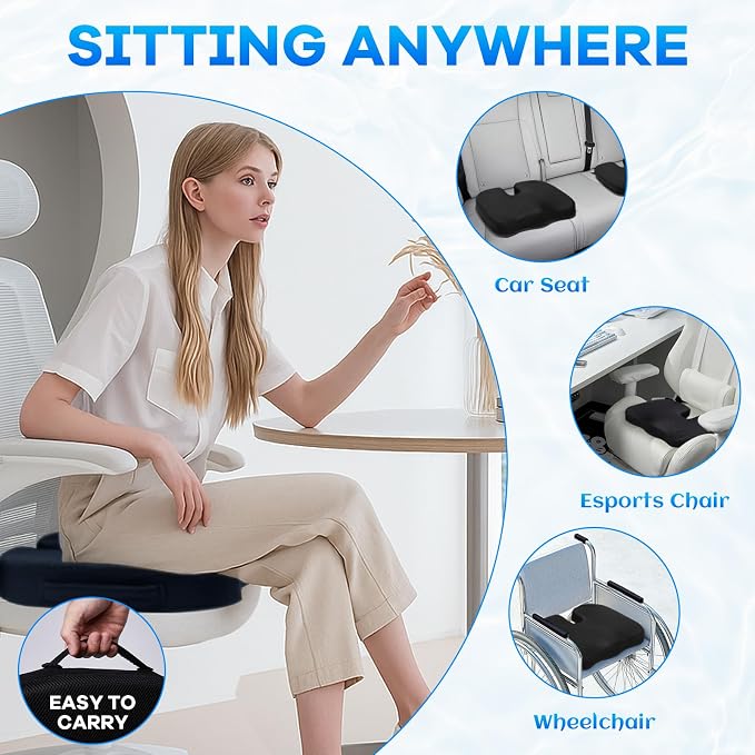 Memory Foam Seat Cushion & Plush Velvet Lumbar Support Pillow Set, Comfort - Image 5