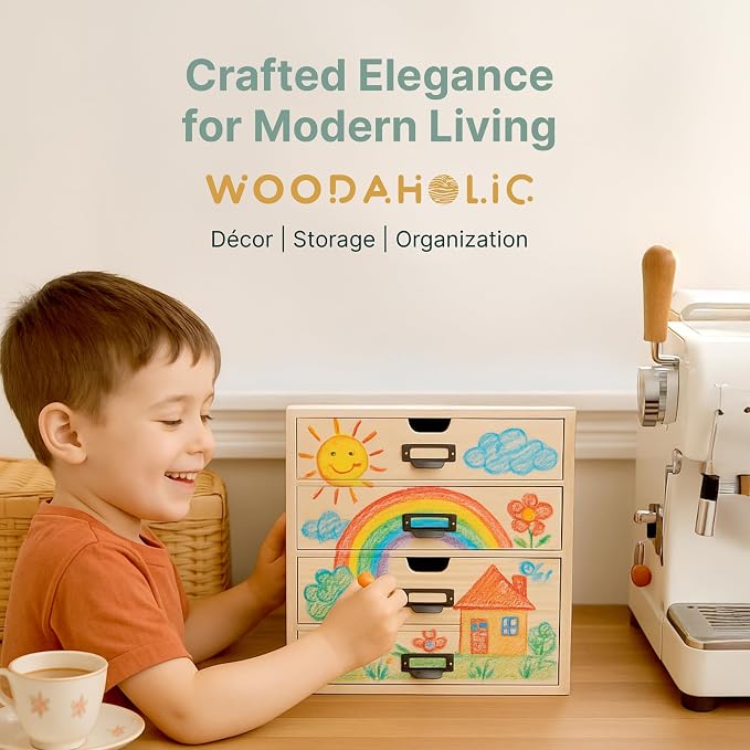 DIY Wooden Desk Organizer with Drawers – Unfinished 4-Drawer Desktop Storage - Image 8