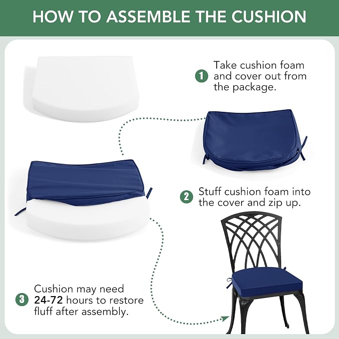 Outdoor Chair Cushions Set of 4: Waterproof & Fade Resistant Patio Furniture - Image 8